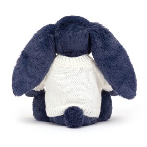 Bashful Navy Bunny with Personalised Cream Jumper