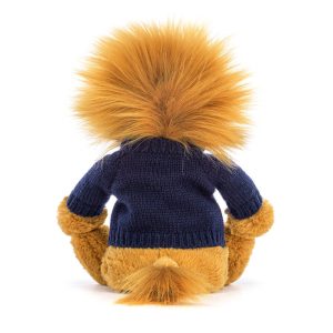 Bashful Lion with Personalised Navy Jumper