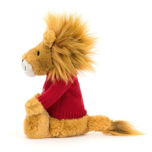 Bashful Lion with Personalised Red Jumper